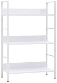288220 vidaXL Библиотека с 3 рафта, бяла, 60x27,6x90,5 см, инженерно дърво