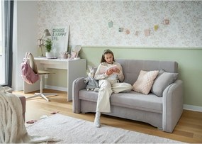 Светлосив шенилов разтегателен диван с място за съхранение 155 cm Laine – ELTAP