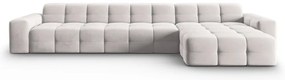 Ъглов диван от светлосиво кадифе (десен ъгъл) Kendal - Micadoni Home