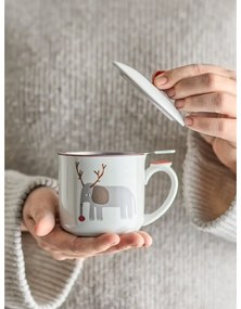 Кремава глинена чаша с коледен мотив с цедка 300 ml Valentin – Bloomingville