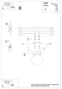 Бяла лампа за таван със стъклен абажур ø 12 cm Umerta - Nice Lamps