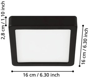 Черно LED осветително тяло за таван 16x16 cm FUEVA 5 – EGLO
