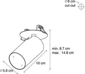 Комплект от 6 модерни вградени спота бели GU10 50mm IP44 - Chels