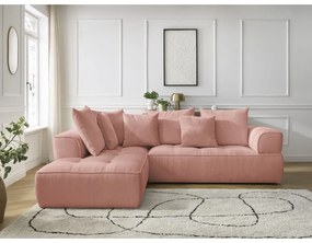 Розов шенилов ъглов диван (ляв ъгъл/L форма) Whesley – Bobochic Paris