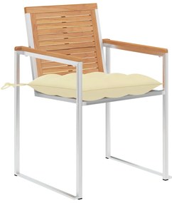 3061532 vidaXL Градински столове с възглавници, 2 бр, тик масив и стомана