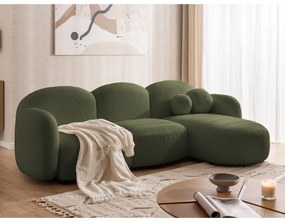 Зелен ъглов диван от прежда с примки от букле (десен ъгъл) Orbit – Ropez