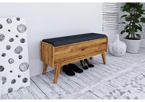 Дъбова пейка за съхранение със синя седалка Retro - The Beds