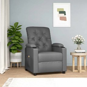 3093508 vidaXL Изправящ масажен стол, сив, изкуствена кожа
