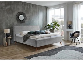 Светлосиво двойно легло 180x200 cm тапицирано с място за съхранение с включена подматрачна рамка Riva – Meise Möbel