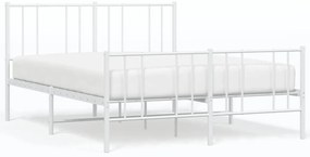 352546 vidaXL Метална рамка за легло с горна и долна табла, бяла, 135x190 см