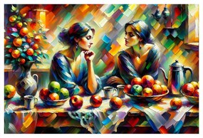 Картина на платно – Дами на маса с плодове