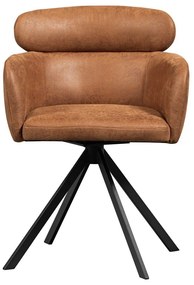 Тапициран трапезен стол с подлакътници в цвят кафяв коняк Fenne – WOOOD