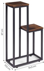 Стойка за цветя в таванско помещение - метална стойка за цветя с 2 рафта и дървен декор