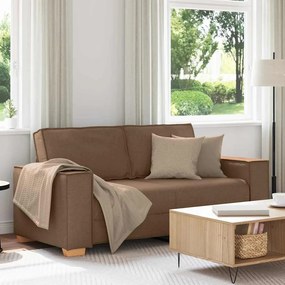4104984 vidaXL Двуместен диван, кафяв, 140 см, плат
