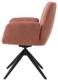 Розов тапициран трапезен стол с подлакътници Roxana – Unique Furniture