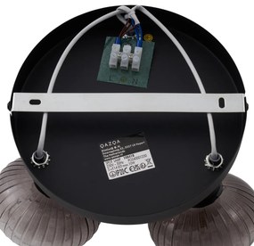 Модерен таванен прожектор черен с кръгло опушено стъкло 3-светлина - Теди