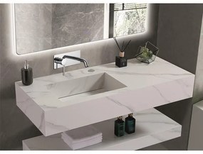 Мивка за баня PIETRA 12049/120W LEFT БЕЗ ОТВОР, стенен монтаж, кварц, бял, 120x50x18см
