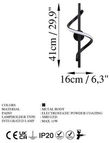 Черна LED стенна лампа ø 7 cm Likma – Opviq lights