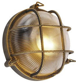 Стенна и таванна лампа златиста/месинг кръгла IP44 - Noutica