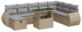 3327919 vidaXL Градински комплект диван с възглавници 9 части бежов полиратан