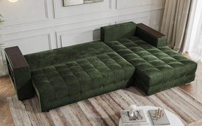 Разтегателен ъглов диван с подлакътник етажерка Мелвин Спринг