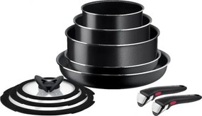 Комплект тигани Tefal Ingenio Easy Cook & Clean L1539053, 10 части, Подвижни дръжки, Незалепващо покритие, Thermo Signal, Черен