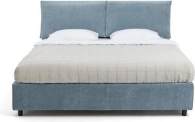 Синьо тапицирано двойно легло с място за съхранение и матрак с решетка 180x200 cm Myra Pillow - Bonami Selection