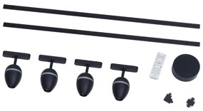 Модерна релсова система за осветление с 4 черни прожектора 1-фазов - Magnetic Eggy