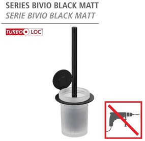 Матово черна самозалепваща стъклена четка за тоалетна Bivio – Wenko