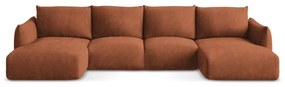 Теракотен шенилов сгъваем ъглов диван (U форма) Leila – Makamii