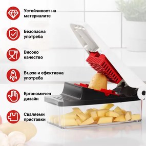 Мултифункционална преса Izibizi PS-331A, 1.2 л, 2 ножа, Неръждаема стомана, Гумени крачета, Без BPA, Бял/Черен