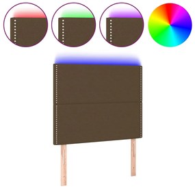 3122269 vidaXL LED горна табла за легло, тъмнокафява,90x5x118/128 см, плат