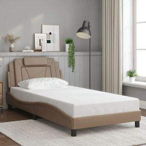 3208079 vidaXL Рамка за легло Viana без матрак, капучино, 100x200 см, изкуствена кожа