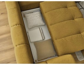 Сгъваем/с място за съхранение ъглов диван в цвят горчица (десен ъгъл/L форма) Fuji – Bobochic Paris