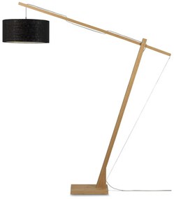 Подова лампа с черен абажур и бамбукова конструкция Montblanc - Good&amp;Mojo