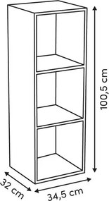 Рафт 5five Mix'n Modul, 3 отделения, MDF, 35x32x101 cm - Сив