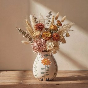 Кремава глинена ръчно рисувана ваза (височина 17 cm) Taza – Bloomingville