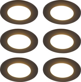 Комплект от 6 модерни вградени спота черни, включително LED 3-степенно димируеми IP65 - Blanca