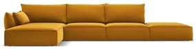 Кадифен ъглов диван в цвят горчица (ляв ъгъл) Vanda – Mazzini Sofas