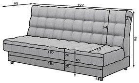 Сив сгъваем/с място за съхранение диван от прежда с примки от букле 197 cm Clareta – ELTAP