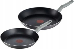 Комплект тигани Tefal B5839153, 2 ч, 24/28 см, Титениево покритие, Без PFOA, Thermo-Fusion, Thermo-Signal, Индукция, Черен