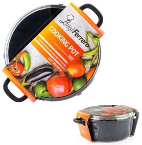 Тенджера Luigi Ferrero Hanna FR-205M, 20x8.5 см, 2.3 л, Мраморно покритие, Стъклен капак с отвор за пара, Индукция, Черен