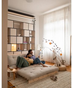 Сив разтегателен диван 140 cm Roots - Karup Design