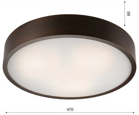 Тъмнокафява лампа за таван със стъклен абажур ø 47 cm Eveline - LAMKUR