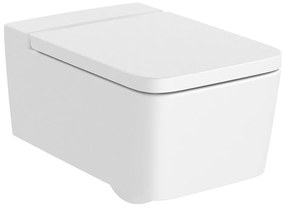 Конзолна тоалетна чиния A346537620, седалка и капак, порцелан, бял мат, 44x37x56см