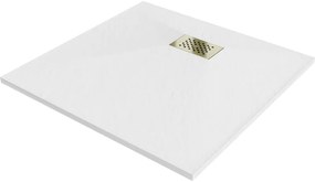 Mexen Hugo квадратен душ 80 x 80 см, бял, златна капачка - 42108080-G