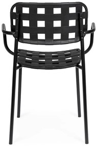 Черни градински столове в комплект от 4 бр. метални Clover – Bizzotto