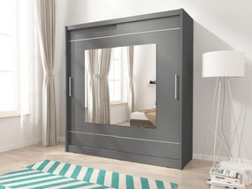 Гардероб Walla с плъзгащи врати-200 x 62 x 214 cm-сив