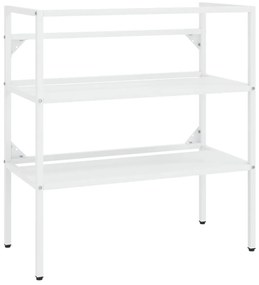 338486 vidaXL Рамка за мивка за баня, бяла, 79x38x83 см, желязо