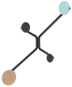 Черна стенна закачалка за външен ъгъл с детайл в ментово зелено Hook - Gazzda